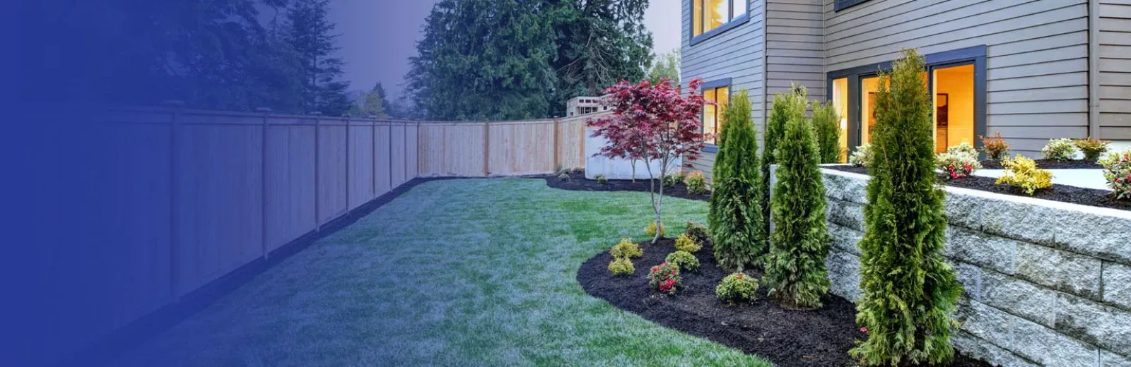 Nice back yard with healthy green grass