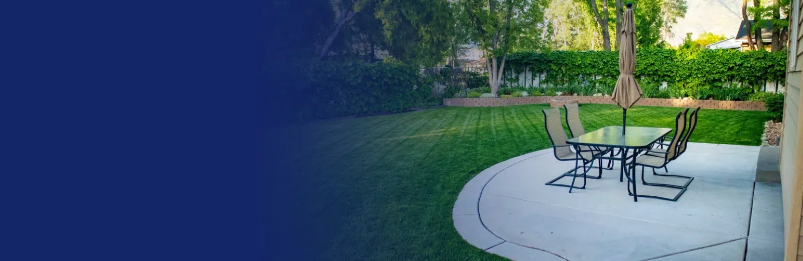 Patio with green healthy grass