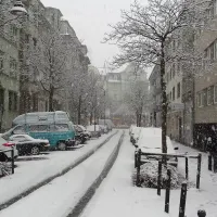 Snow on a city street