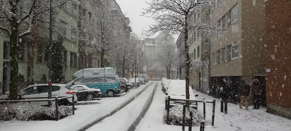 Snow on a city street